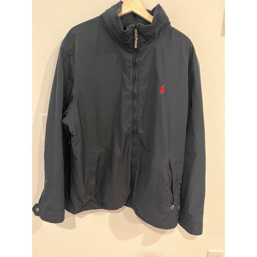 Polo Ralph Lauren Men Bi-Swing Windbreaker Fleece Lined Packable Hood Black 1XB